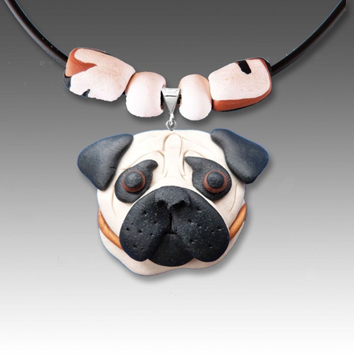 wearable art pug necklace